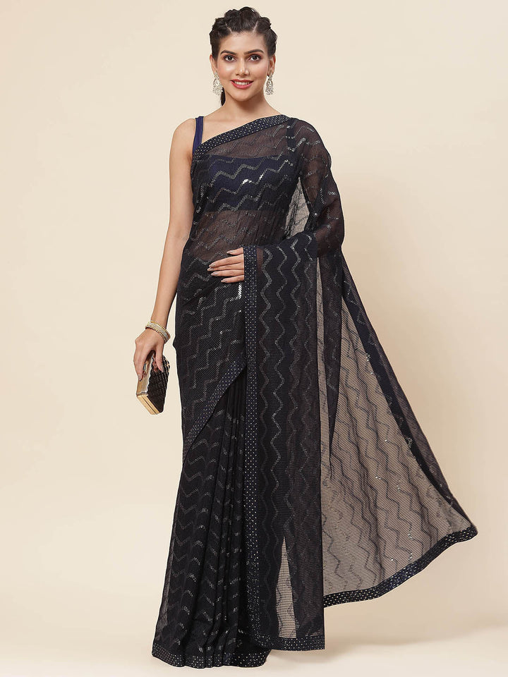 Sequin Embroidered Georgette Saree