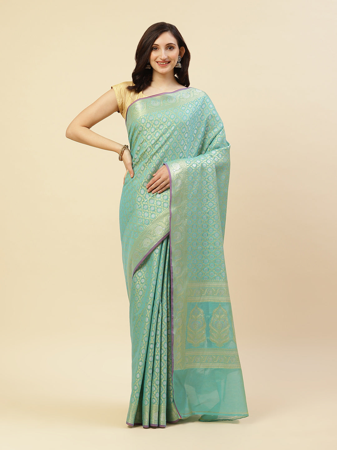 Zari Jaal Woven Cotton Saree