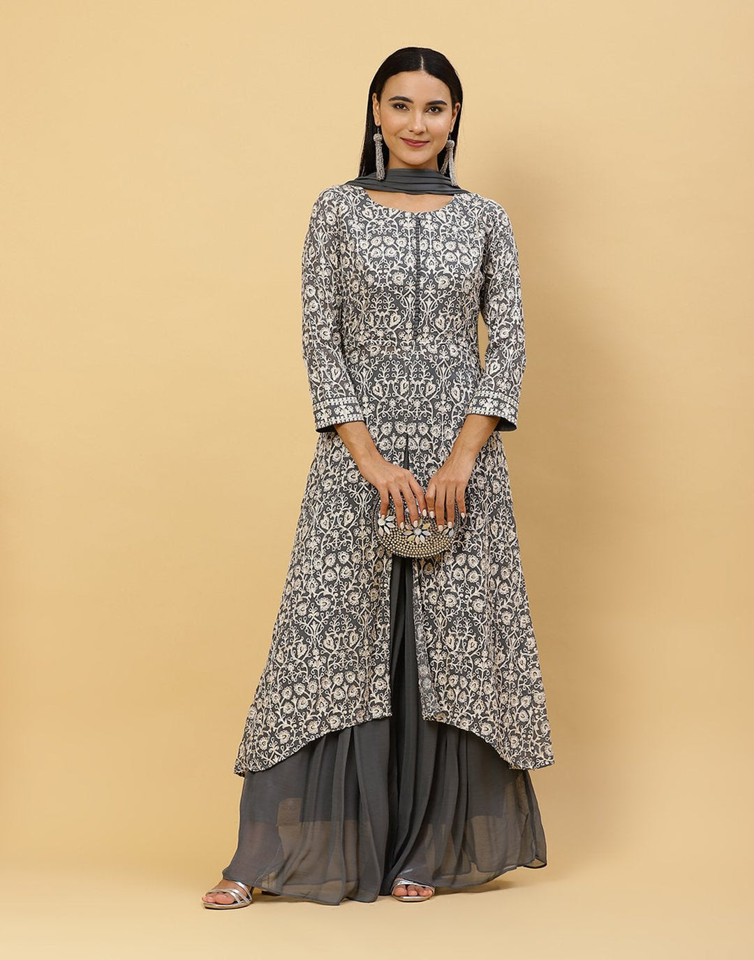 Embroidered Georgette Salwar Kameez Stitched Suit With Art Silk Dupatta