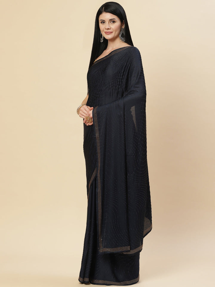Stone Embroidered Satin Saree