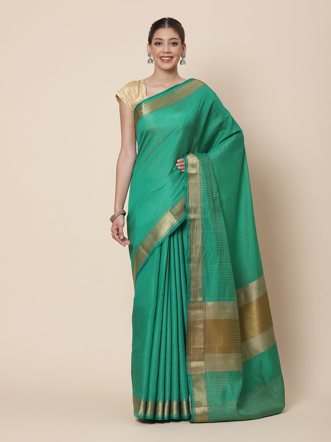 Jacquard Zari Border Art Handloom Woven Saree