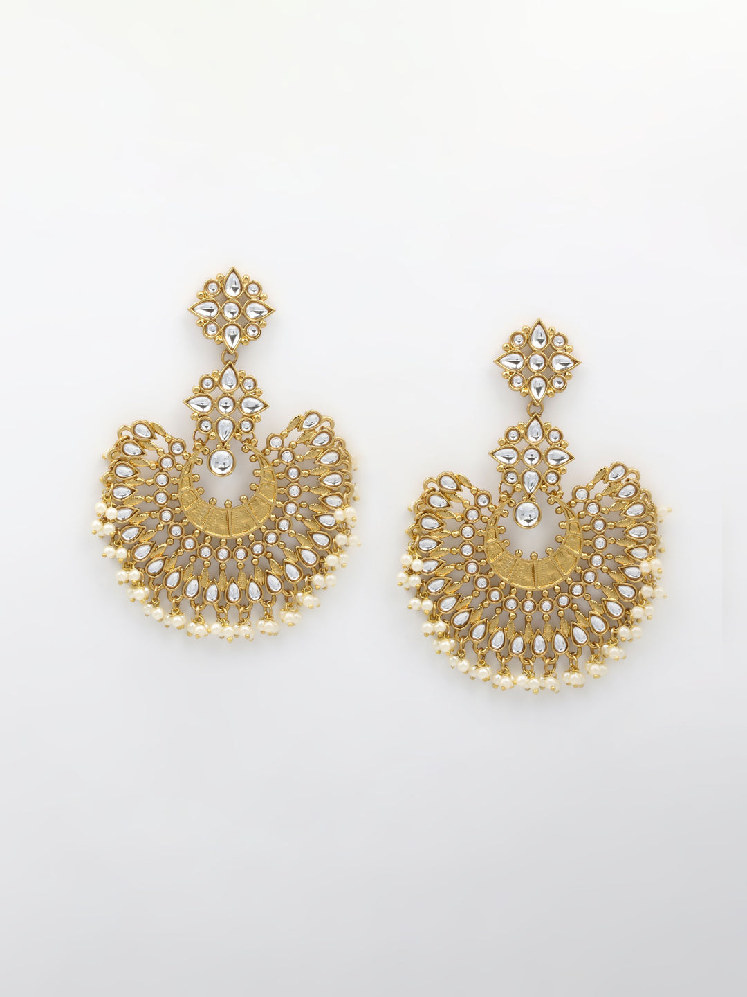 Gold &amp; White  Drop &amp; Dangler Earrings