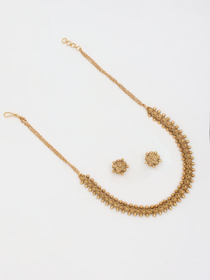 Gold Plated Necklace With Earrings