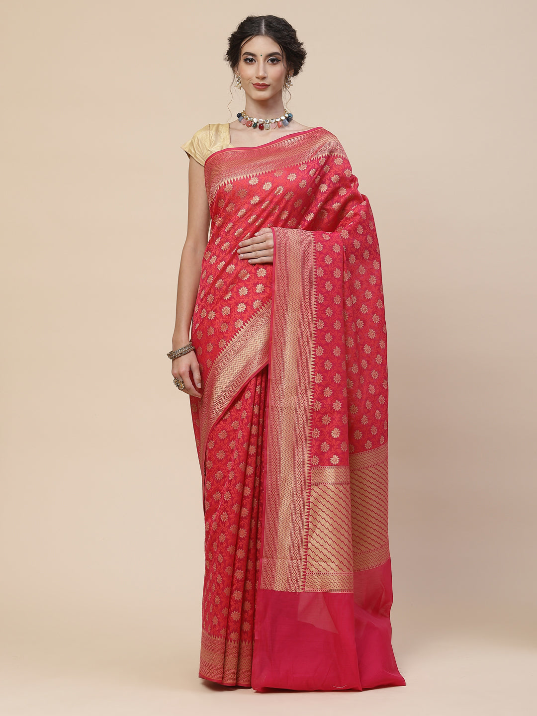 Zari Jaal Cotton Woven Saree
