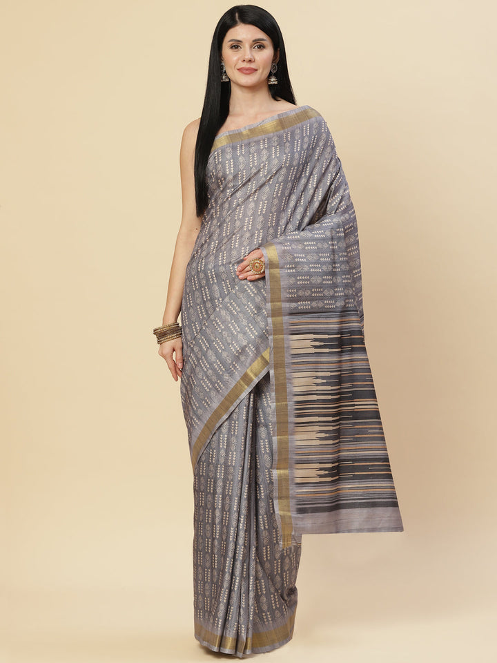 Printed Booti Tussar Saree