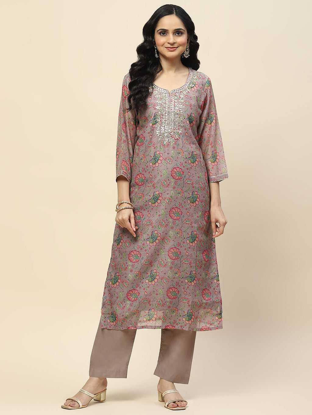 Gota Work Chanderi Kurta With Pants