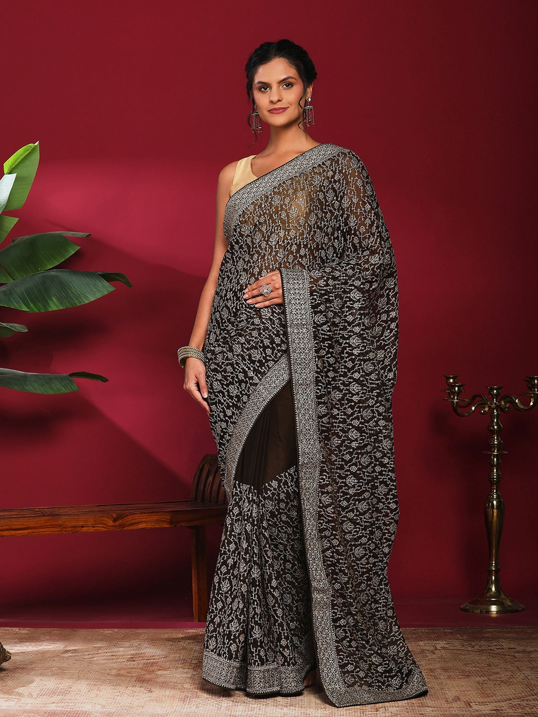 Embroidered Georgette Saree