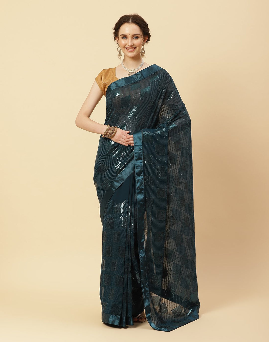 Sequence Embroidered Art Georgette Saree