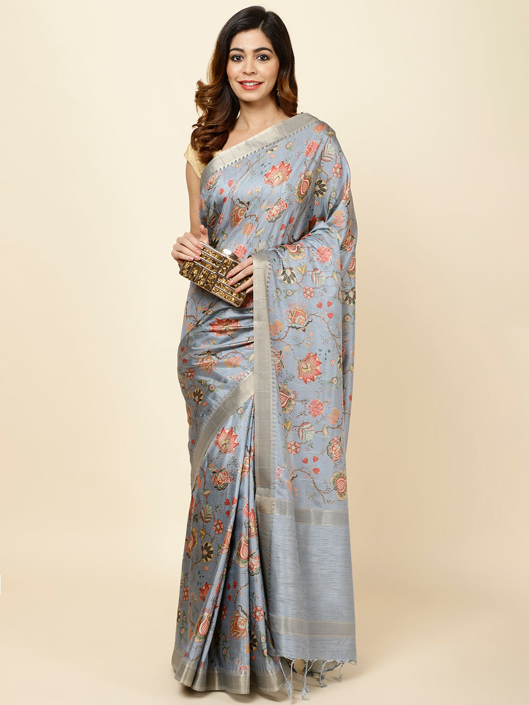 Digital Printed Tussar Saree