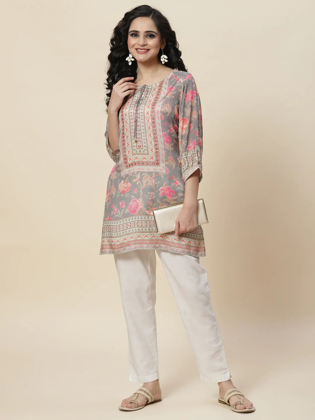 Floral Digital Printed Crepe Kurti