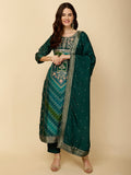 Ethnic Motifs Banarasi Kurta With Pants & Dupatta