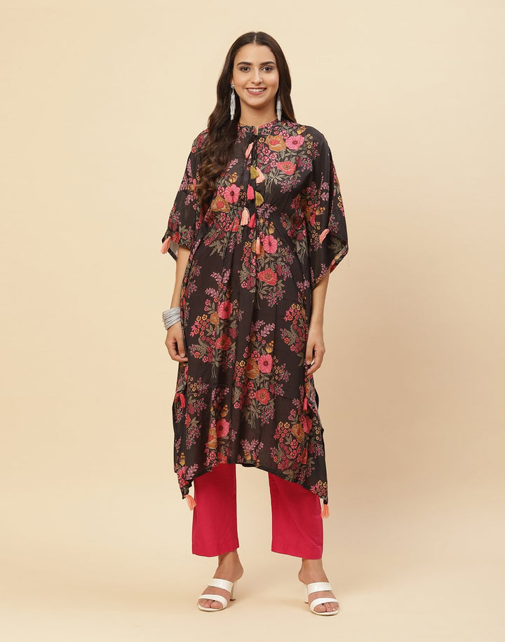 Floral Printed Cotton Muslin Kaftan