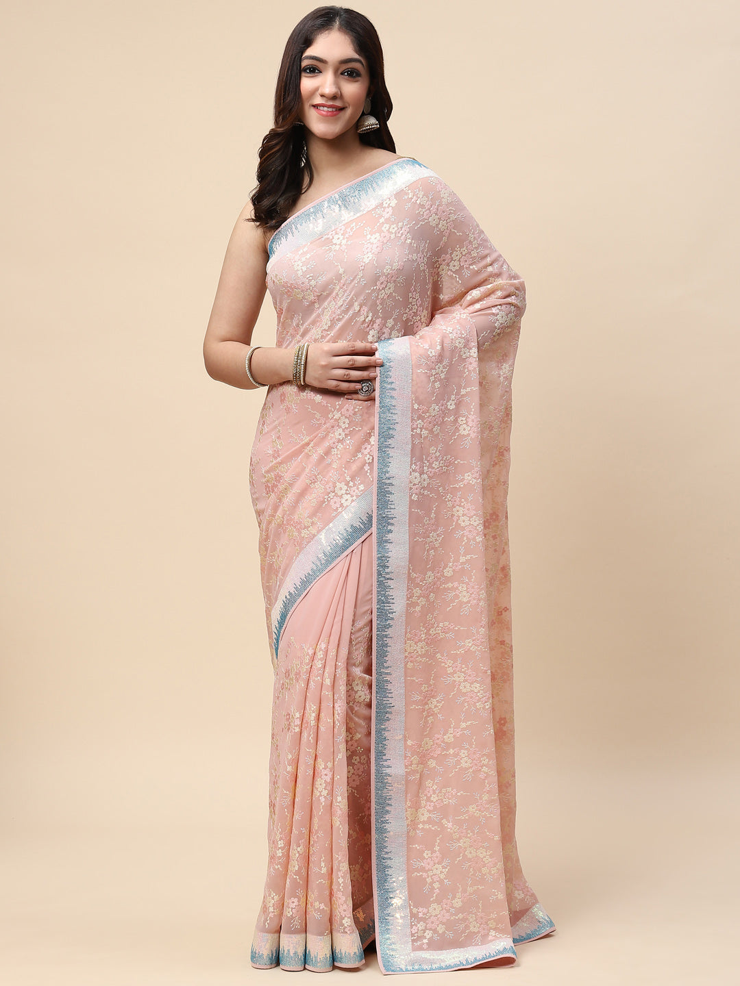 Resham Jaal Embroidered Georgette Saree