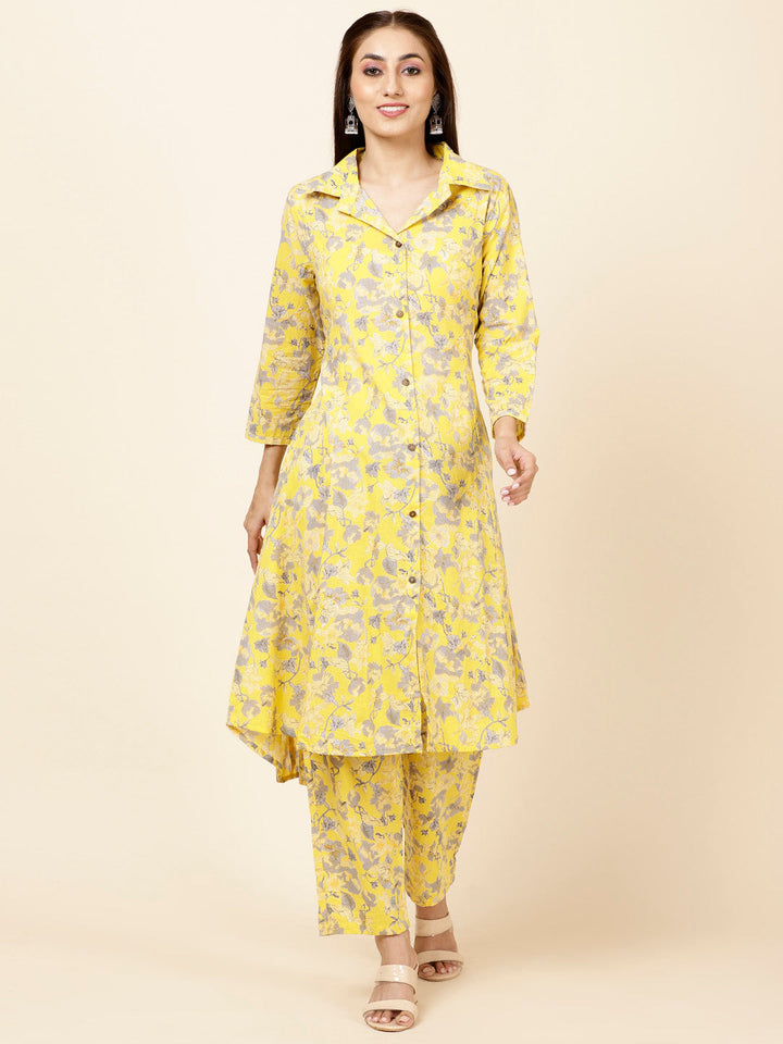 Floral Printed Cotton Kurta With Pants