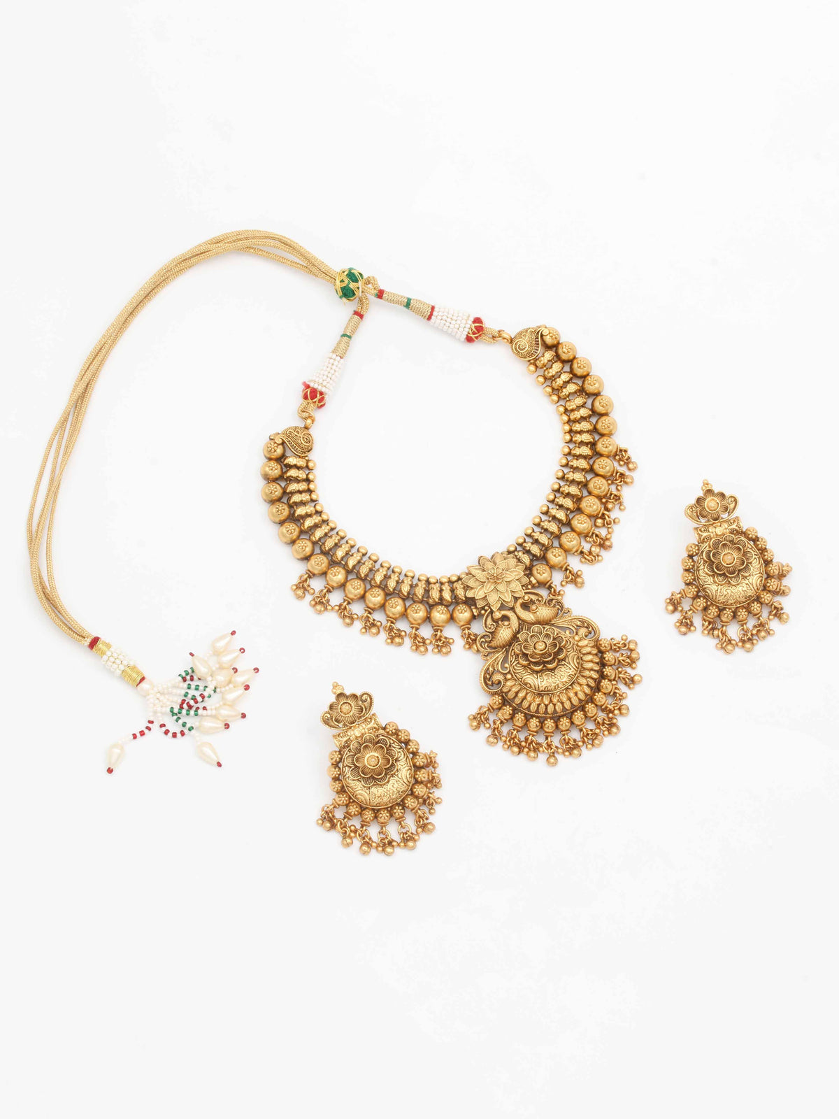 Gold Plated Kundan Necklace With Earrings