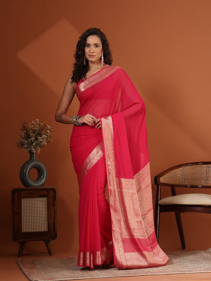 Plain Chiffon Saree