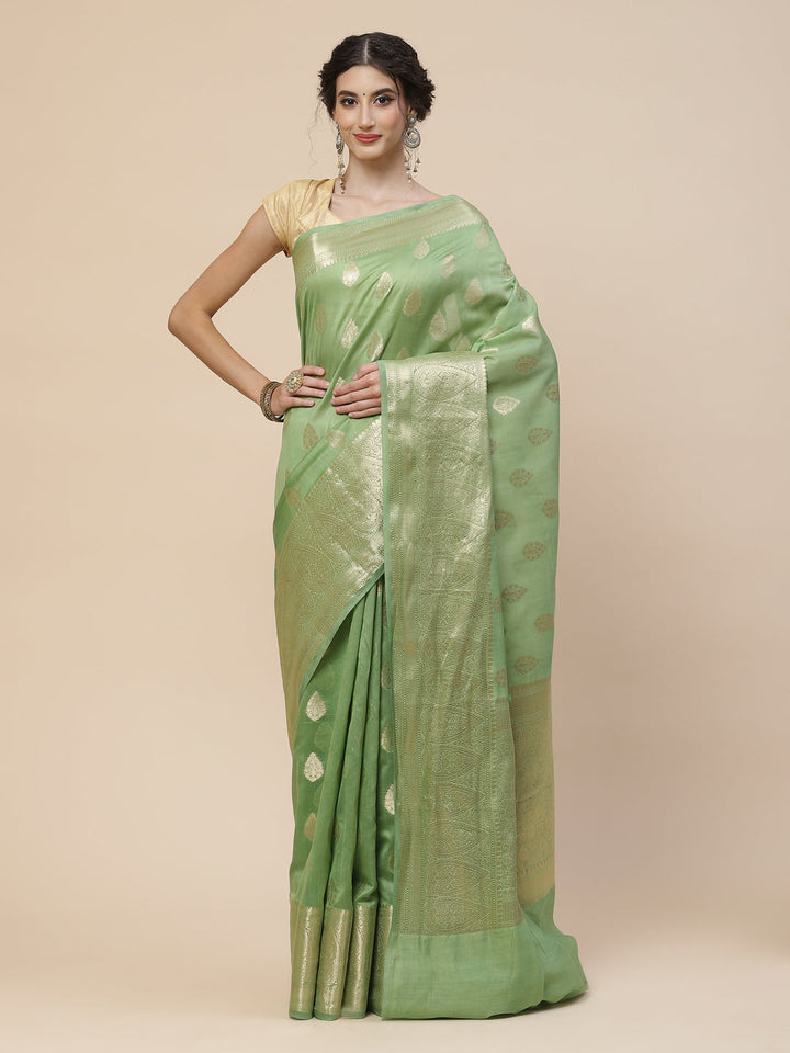 Zari Border Booti Cotton Woven Saree