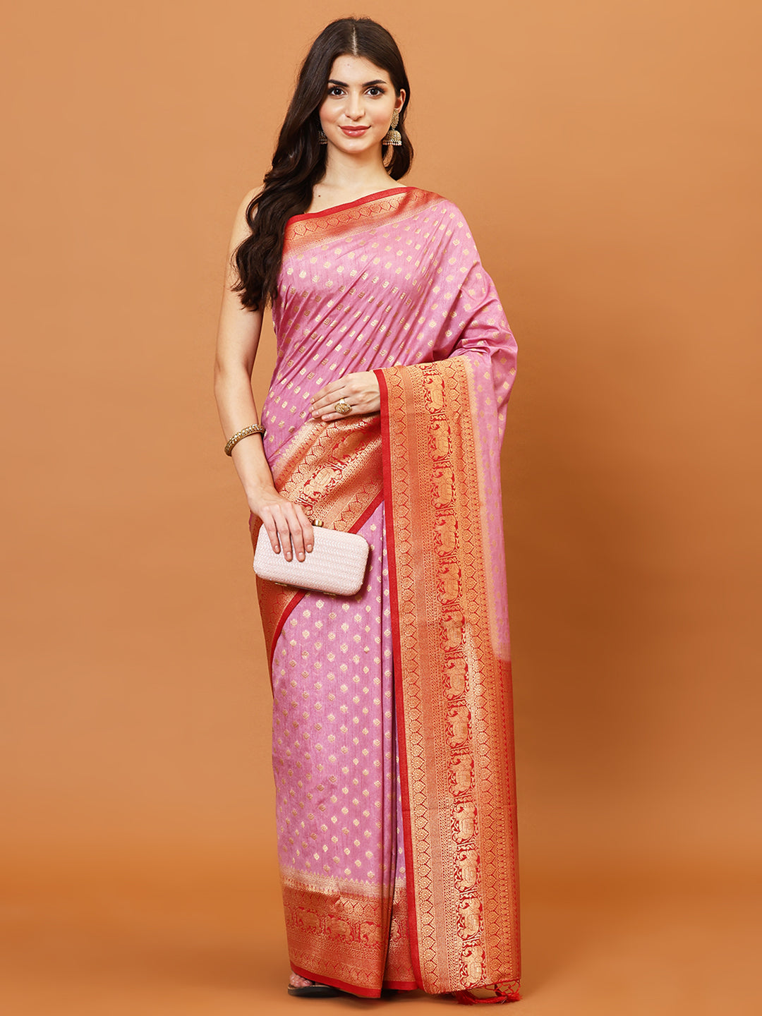Zari Border Booti Handloom Woven Saree