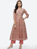 Gota Work Printed Cotton Anarkali Kurta With Pant