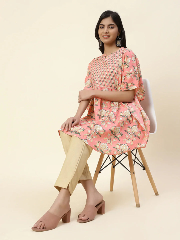 Floral Printed Cotton Kaftan Kurti