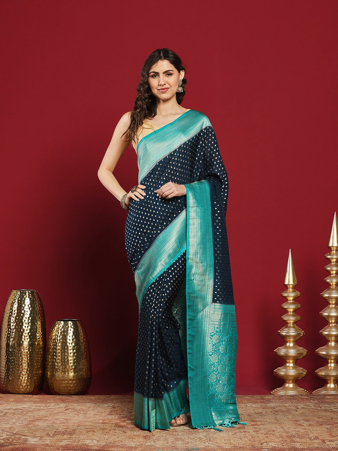 Plain Crepe Saree