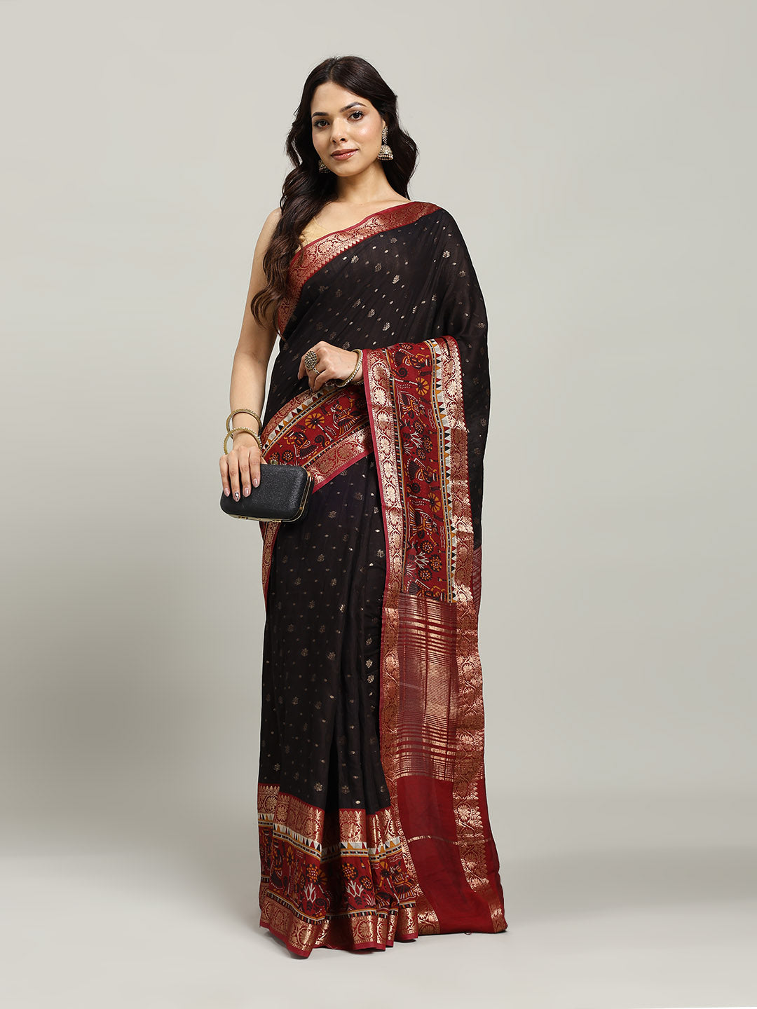 Digital Printed Cotton Blend Woven Saree