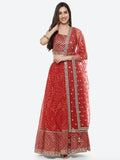 Bandhej Printed Georgette Lehenga With Choli and Net Dupatta