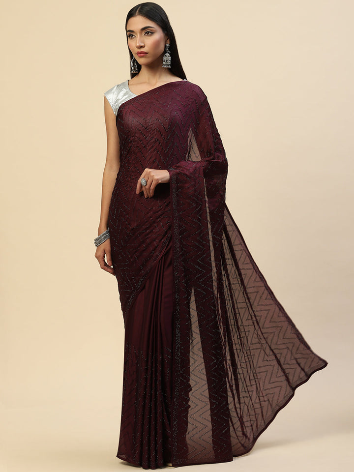 Swarovski Jaal Embroidered Satin Saree
