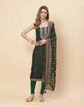 Embroidered Art Handloom Dupion Suit Piece with Chanderi Dupatta