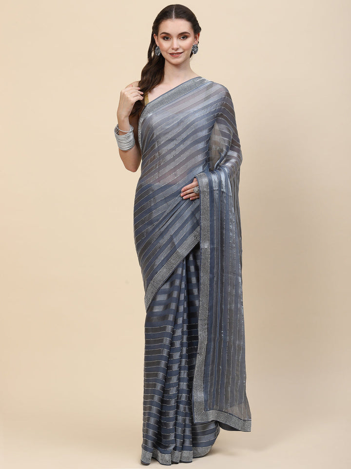 Stone  Embroidered Organza Saree