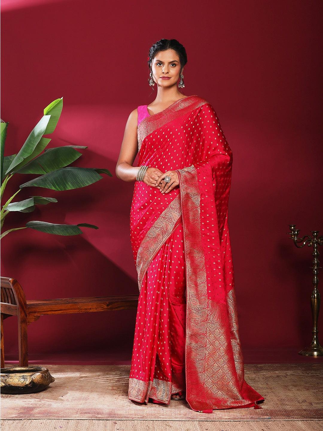 Woven Design Satin Saree