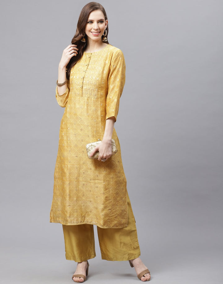 Straight Chanderi Kurta with Plazzo Pants