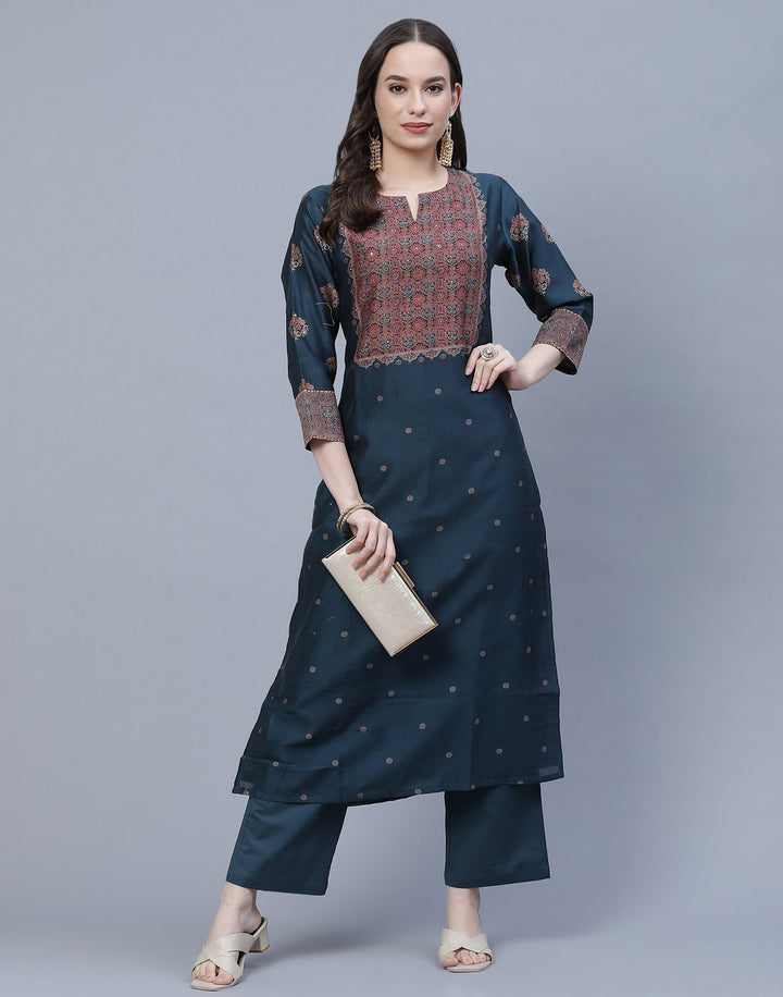 Chanderi Printed Kurti Pant Set