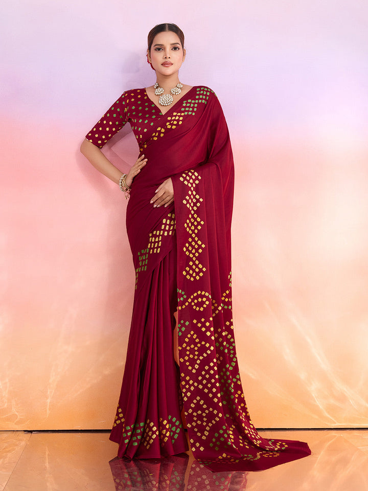 Printed Satin Saree