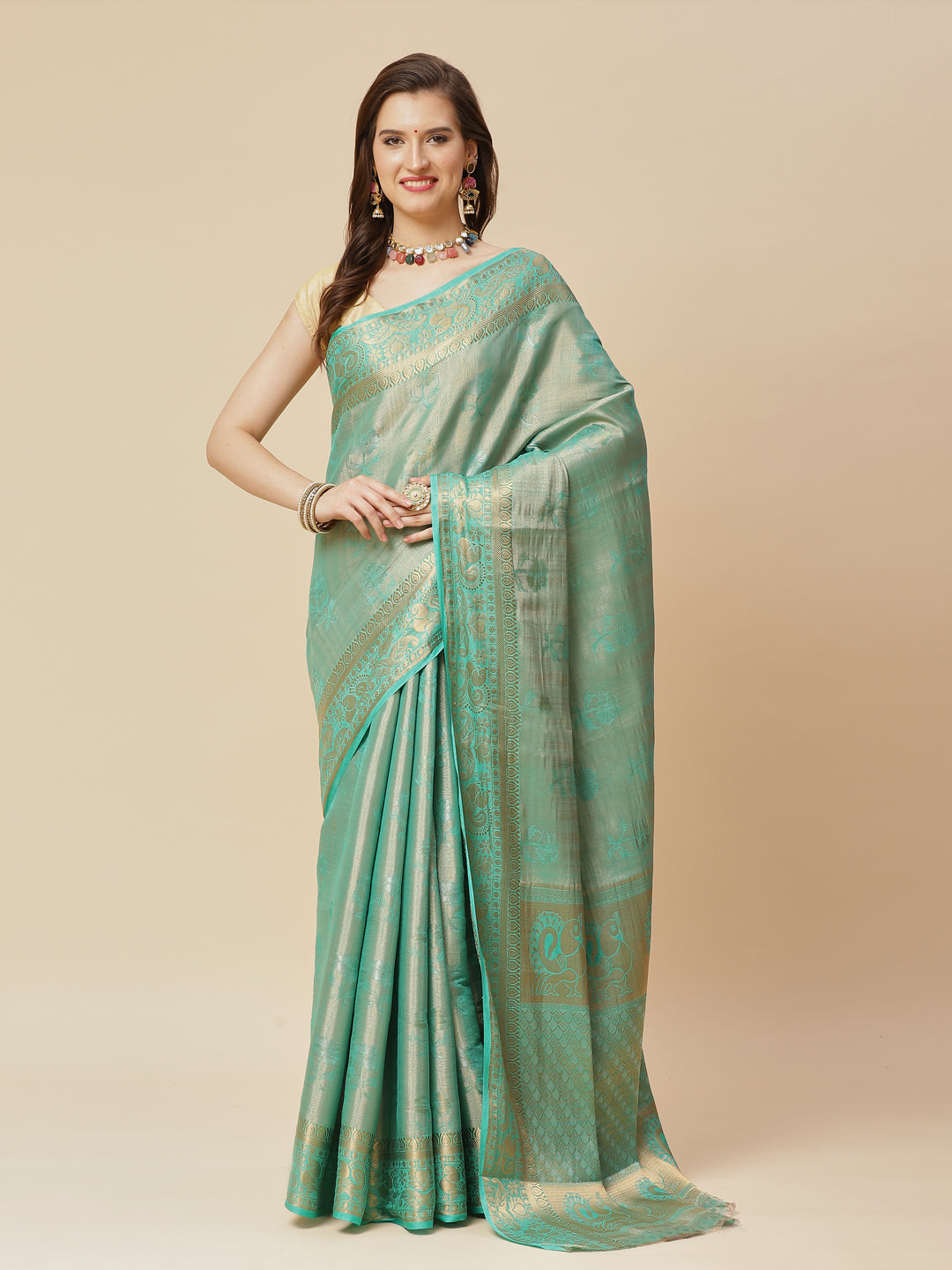 Brocade Zari Jaal Art Handloom Woven Saree