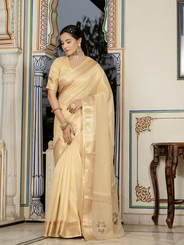 Embroidered Linen Blend Saree