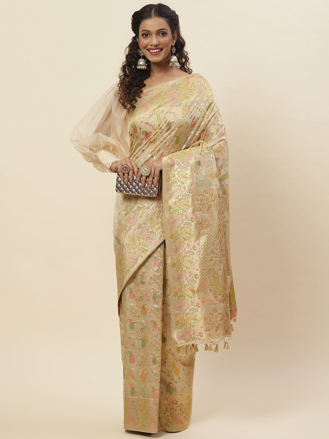 Zari Jaal Woven Organza Saree