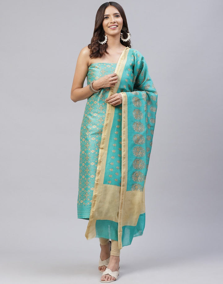 Printed Chanderi Suit Piece