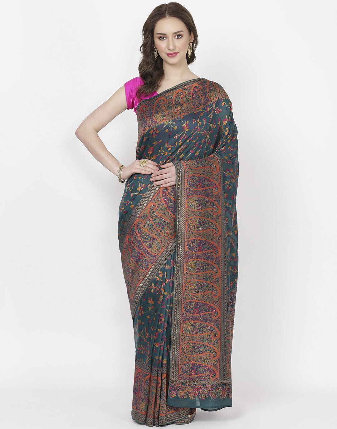 Green Woven Tusser Saree