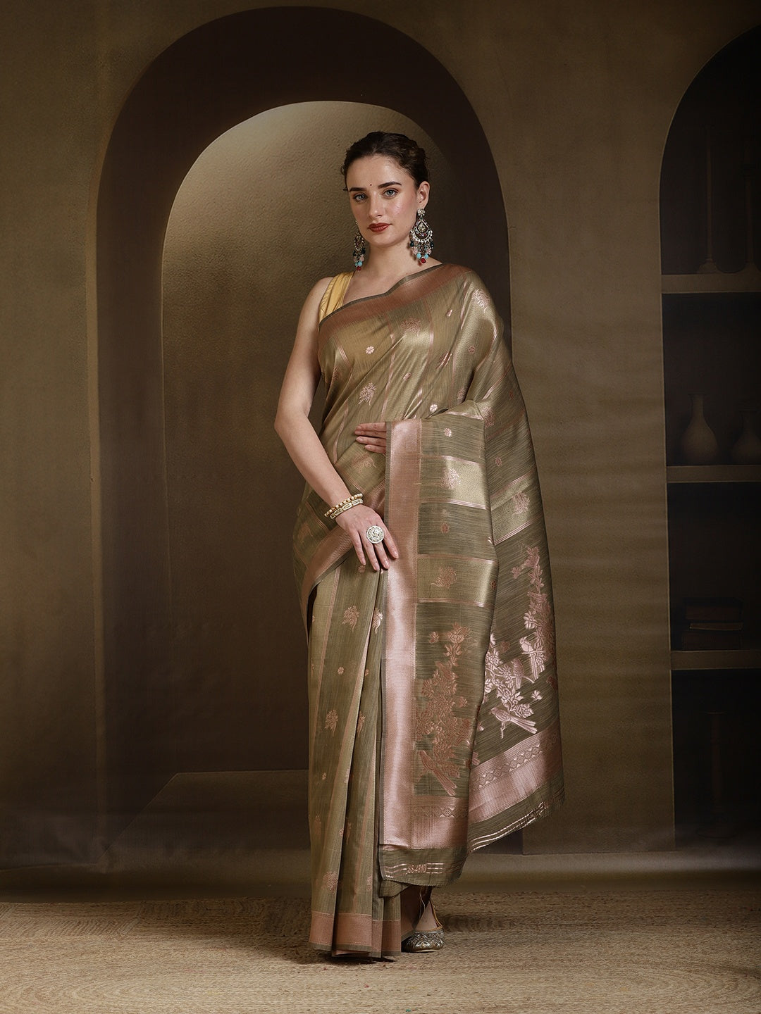 Woven Design Linen Blend Saree