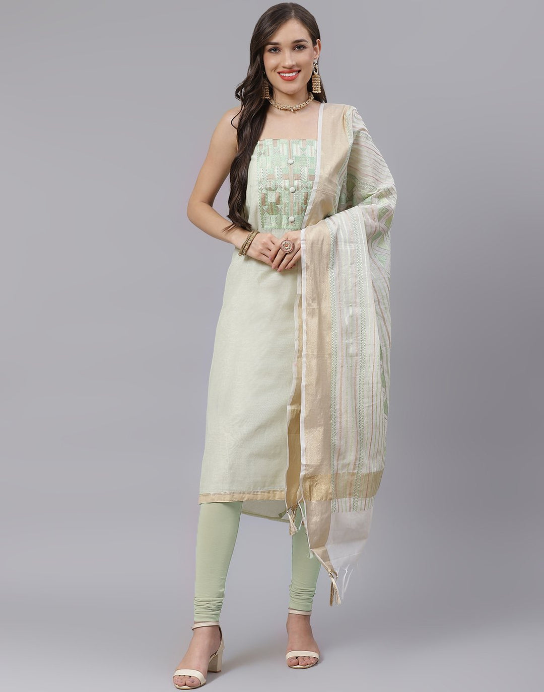 Chanderi Thread work Suit Piece