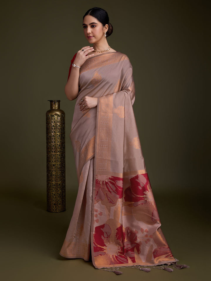 Woven Design Art Silk Onion Pink Saree