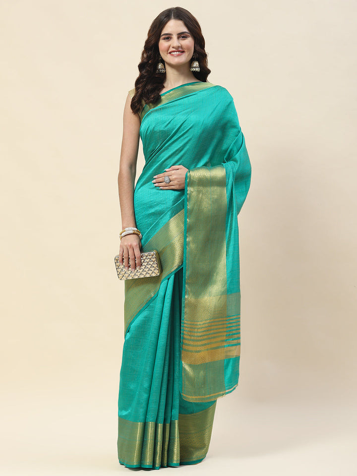 Plain Zari Border Woven Handloom Saree