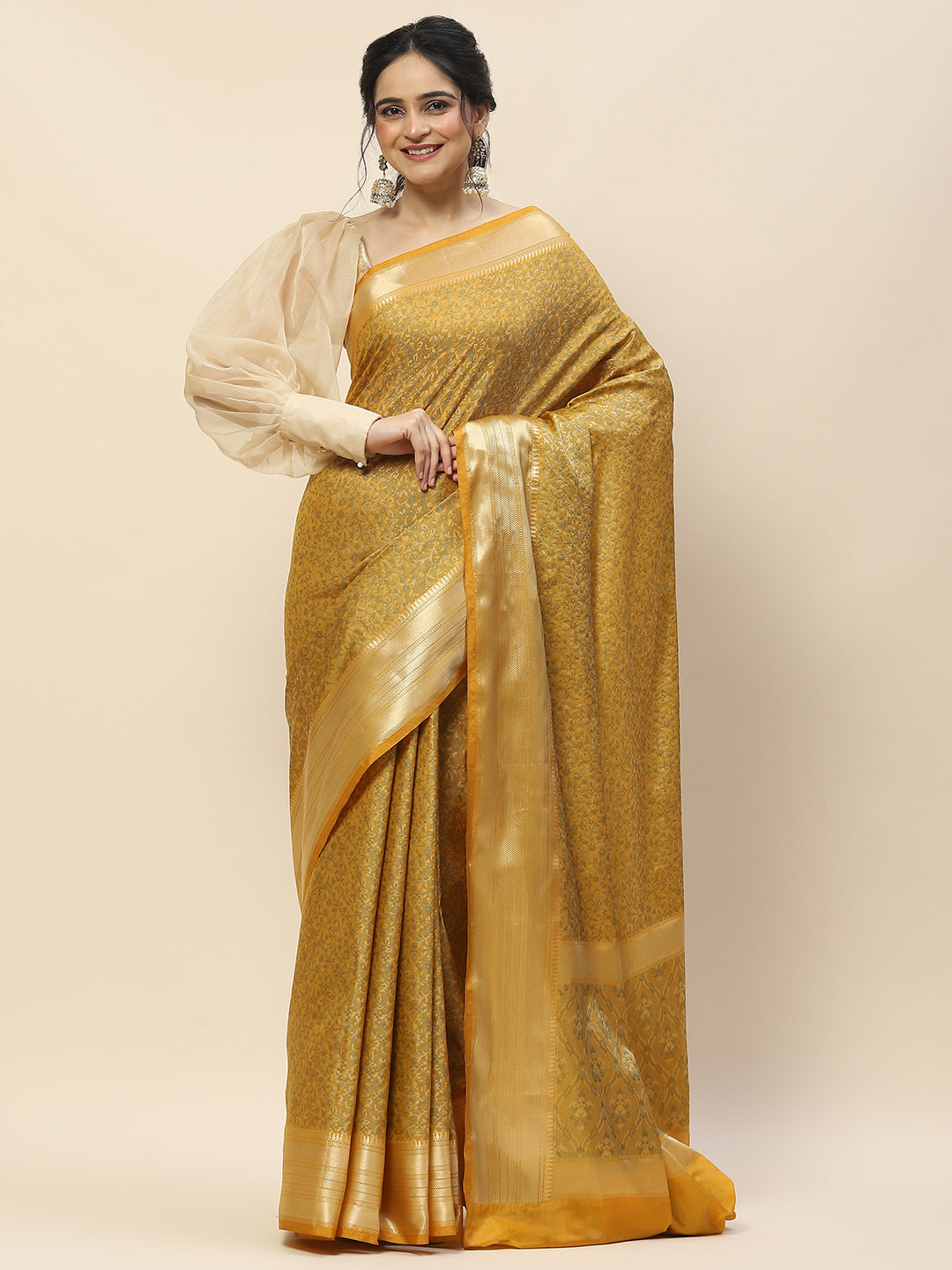 Resham Zari Border Woven Cotton Saree