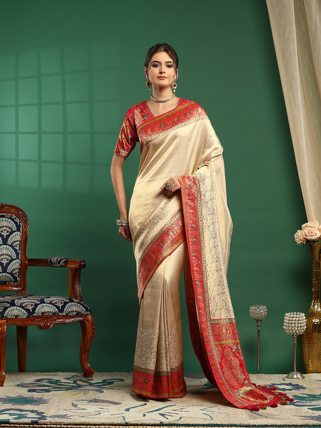 Embroidered Dola Silk Saree