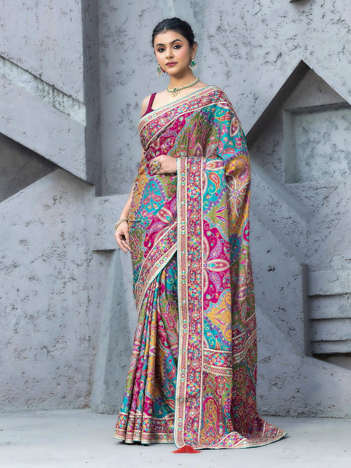 Printed Satin Saree