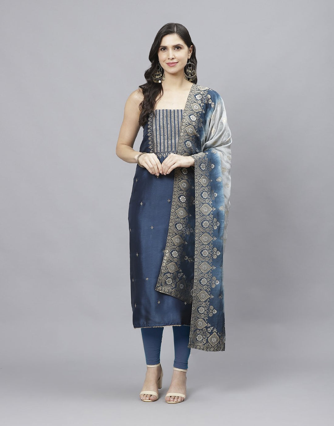 Chanderi Embroidered Suit piece