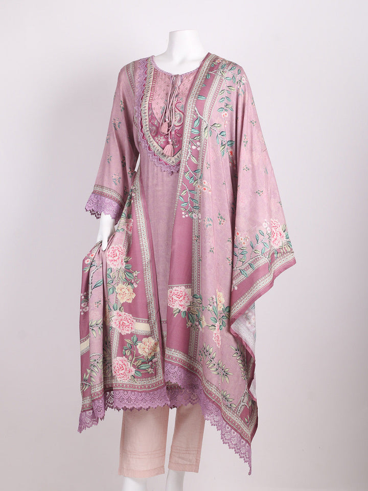 Floral Printed Muslin Kurta With Pants &amp; Dupatta