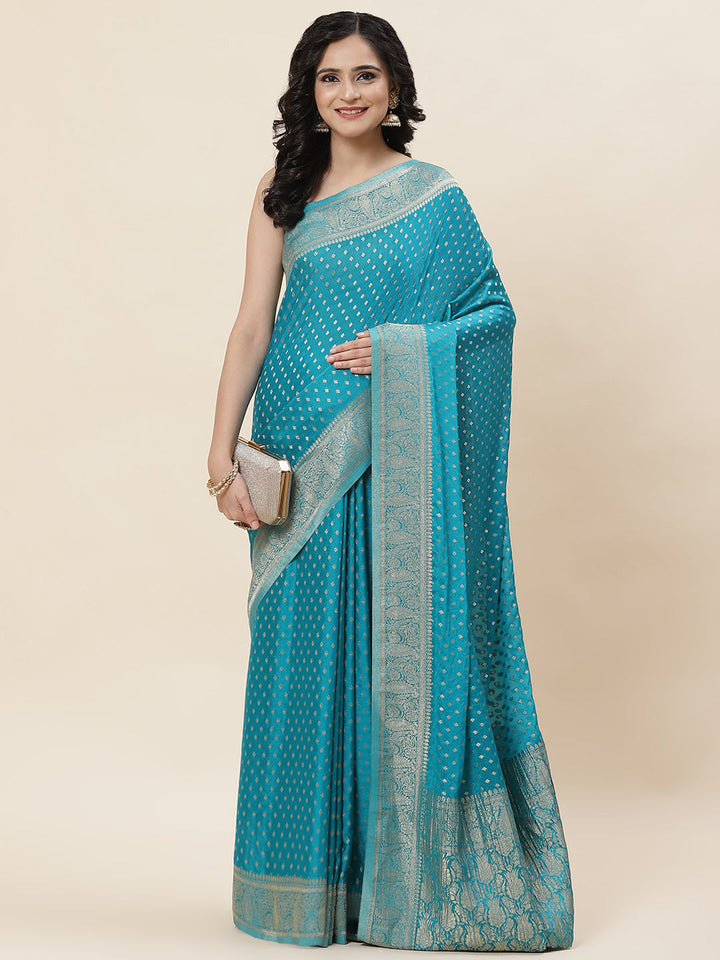 Zari Border Plain Crepe Saree