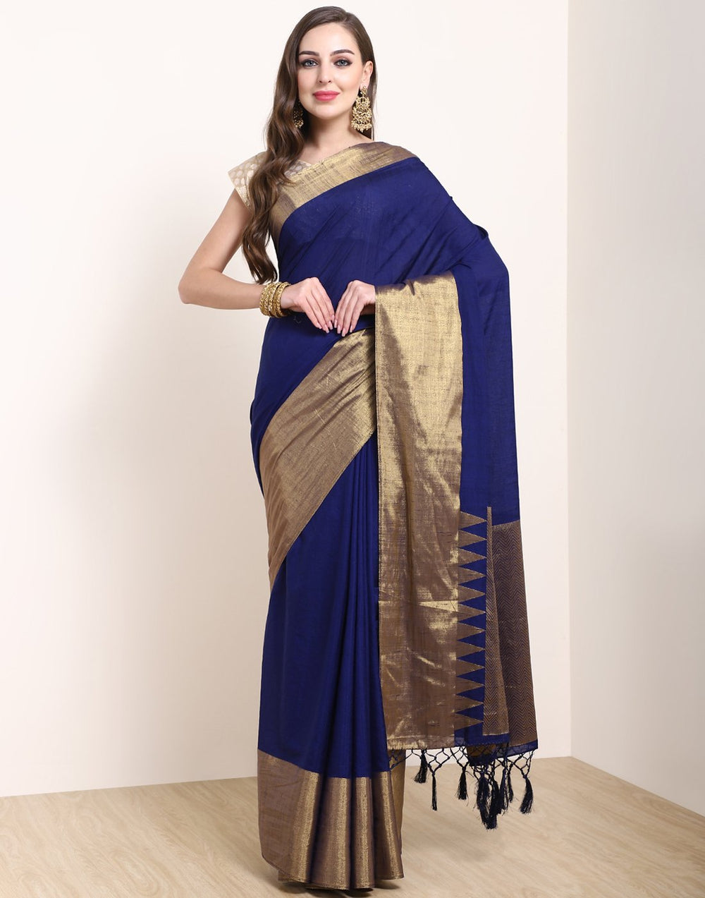 MBZ Meena Bazaar-Black Art Handloom Saree